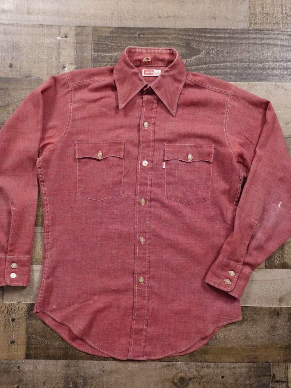Vintage Levi’s Shirt Men’s Medium Red Chambray Single Stitch Workwear Western